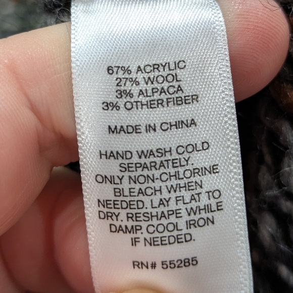 Express Black Brown Thick Chunky Knit Wool Blend Open Cardigan Sweater OSFM - Picture 7 of 8